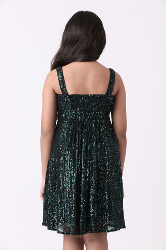 Teal Solid Flared Dress, Teal, image 6